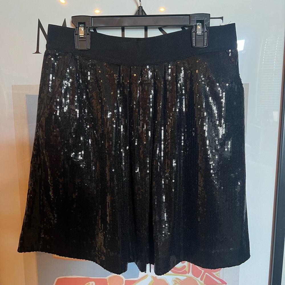 ANN TAYLOR BLACK SEQUIN SKIRT WITH POCKETS